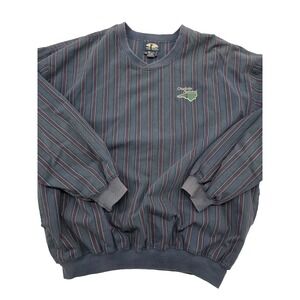 Vintage Charlotte National AM Players Striped Cotton Pullover Windbreaker - XL